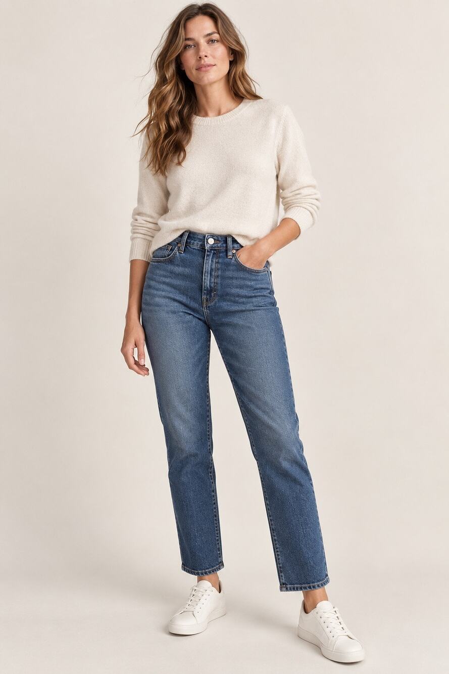 EVEREVE The Ever Straight High Rise Jeans Size 27 Medium Wash Stretch Denim